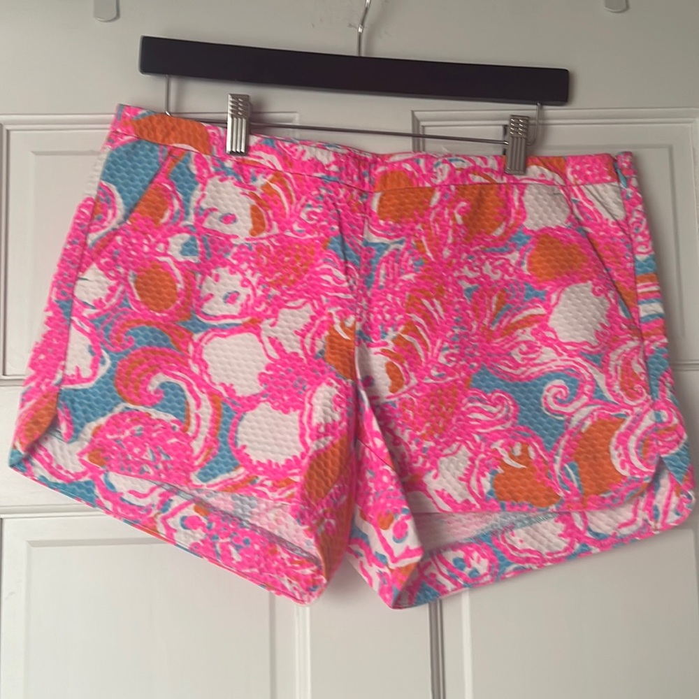 Lilly Pulitzer Shorely Blue Feeling Tanked Adie Textured shorts size 8